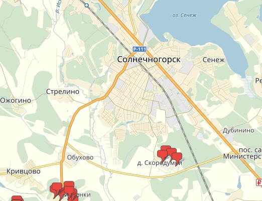 Карта глубин скважин в солнечногорске
